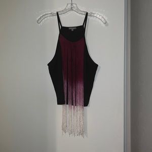 PLUS SIZE Fringe Crop Top